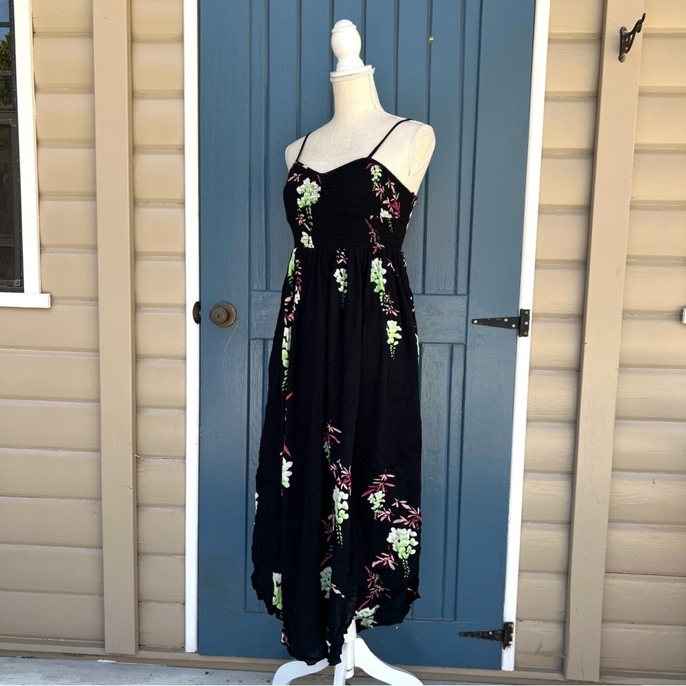 Free People Black High Low Dress with Floral Design Women Size XS